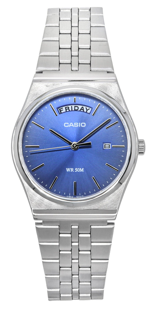 Casio Standard Analog Edelstahl Blaues Zifferblatt Quarz MTP-B146D-2AV Herrenuhr