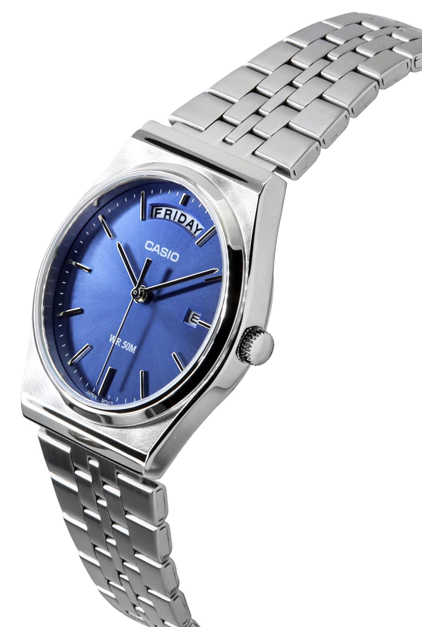 Casio Standard Analog Edelstahl Blaues Zifferblatt Quarz MTP-B146D-2AV Herrenuhr