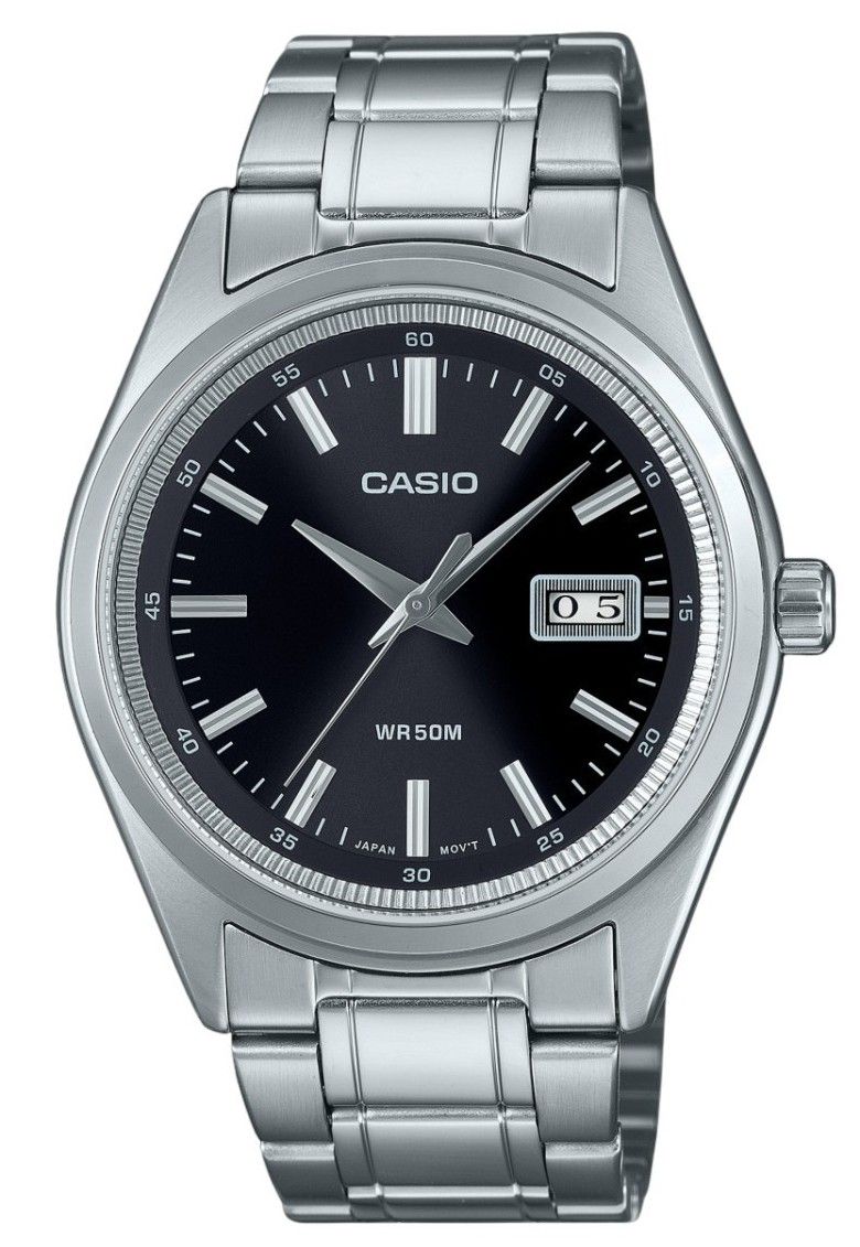 Casio Standard Analog Edelstahl Schwarzes Zifferblatt Quarz MTP-B180D-1A1V Herrenuhr