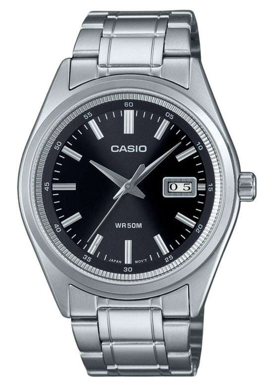 Casio Standard Analog Edelstahl Schwarzes Zifferblatt Quarz MTP-B180D-1A1V Herrenuhr