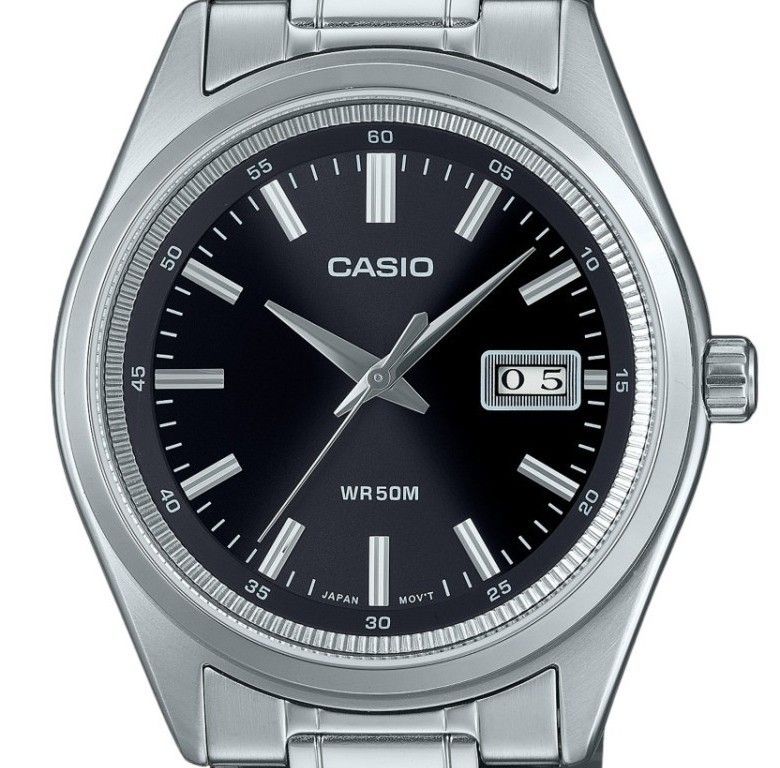 Casio Standard Analog Edelstahl Schwarzes Zifferblatt Quarz MTP-B180D-1A1V Herrenuhr