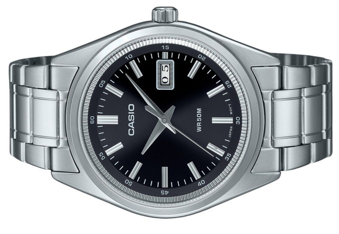 Casio Standard Analog Edelstahl Schwarzes Zifferblatt Quarz MTP-B180D-1A1V Herrenuhr