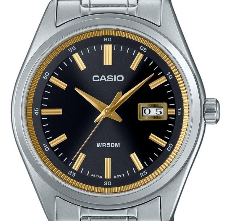 Casio Standard Analog Edelstahl Schwarzes Zifferblatt Quarz MTP-B180D-1A2V Herrenuhr