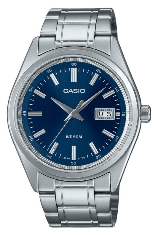 Casio Standard Analog Edelstahl Blaues Zifferblatt Quarz MTP-B180D-2AV Herrenuhr