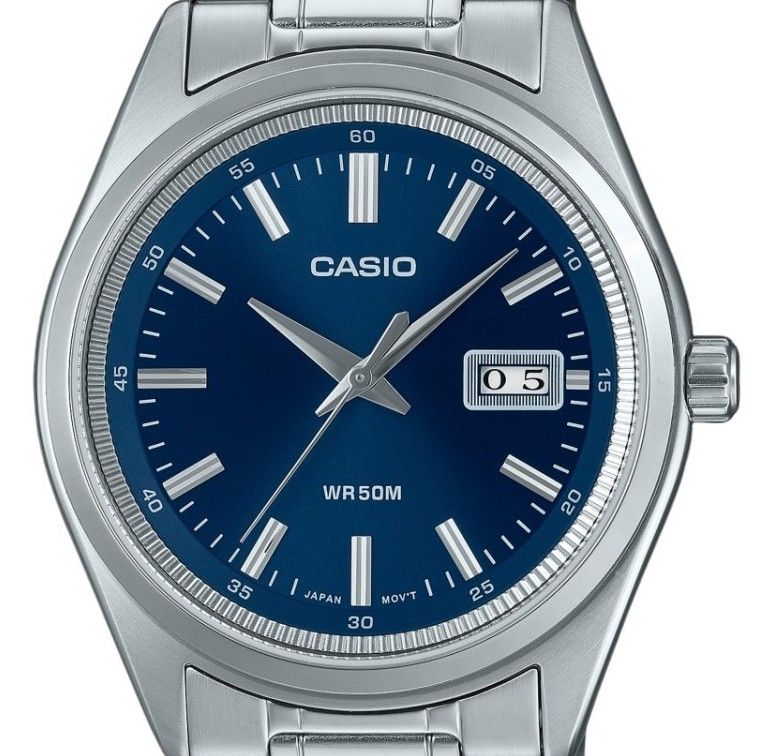 Casio Standard Analog Edelstahl Blaues Zifferblatt Quarz MTP-B180D-2AV Herrenuhr