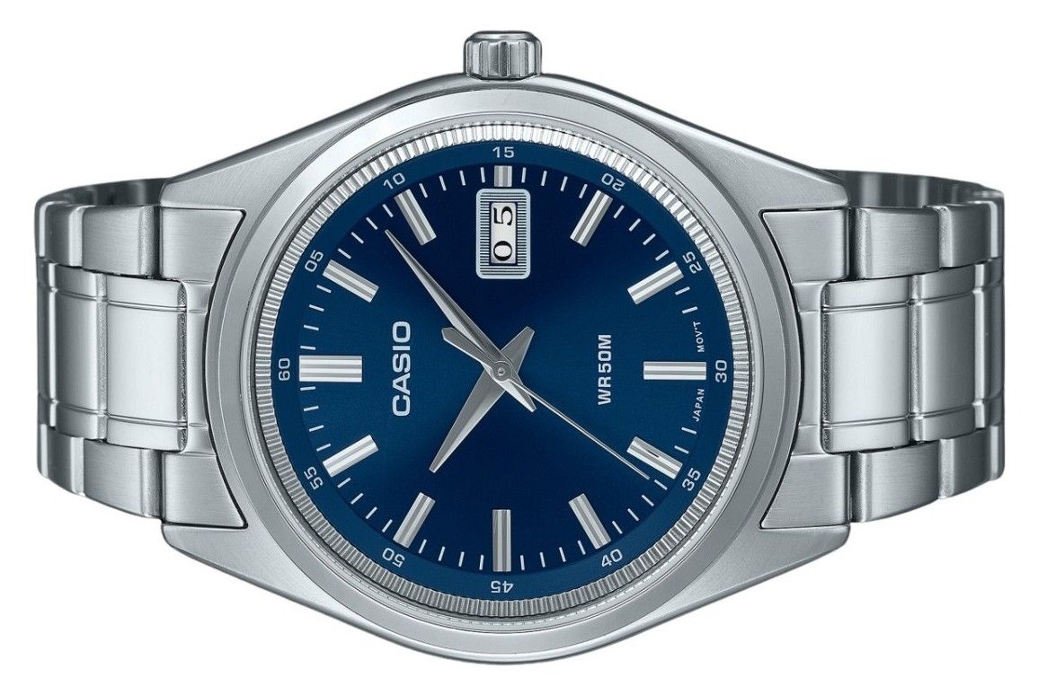 Casio Standard Analog Edelstahl Blaues Zifferblatt Quarz MTP-B180D-2AV Herrenuhr