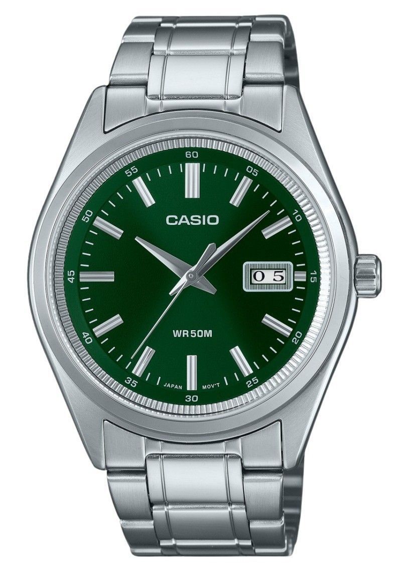 Casio Standard Analog Edelstahl Gr?nes Zifferblatt Quarz MTP-B180D-3AV Herrenuhr