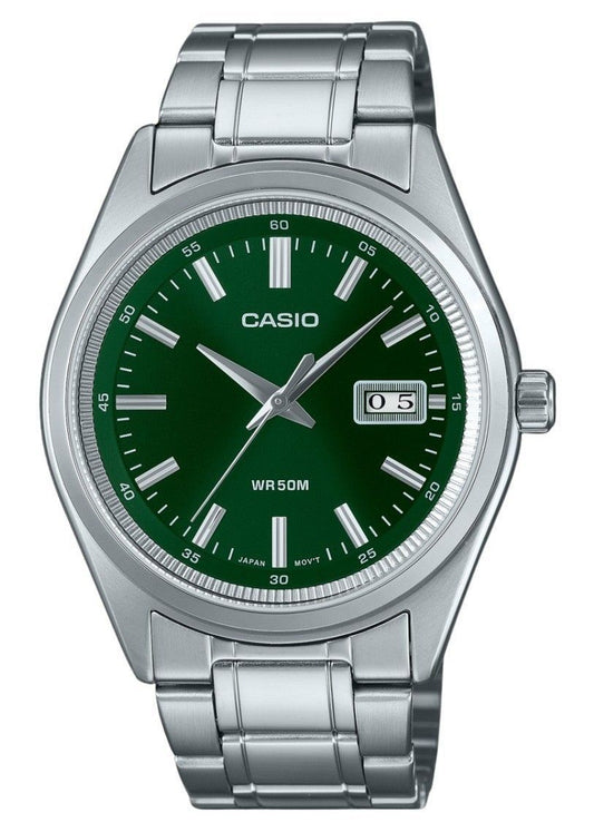 Casio Standard Analog Edelstahl Gr?nes Zifferblatt Quarz MTP-B180D-3AV Herrenuhr