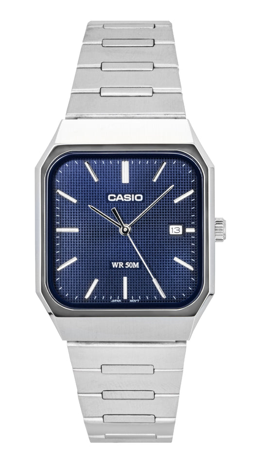 Casio Standard Analog Edelstahl Blaues Zifferblatt Quarz MTP-B185D-2A1V Herrenuhr
