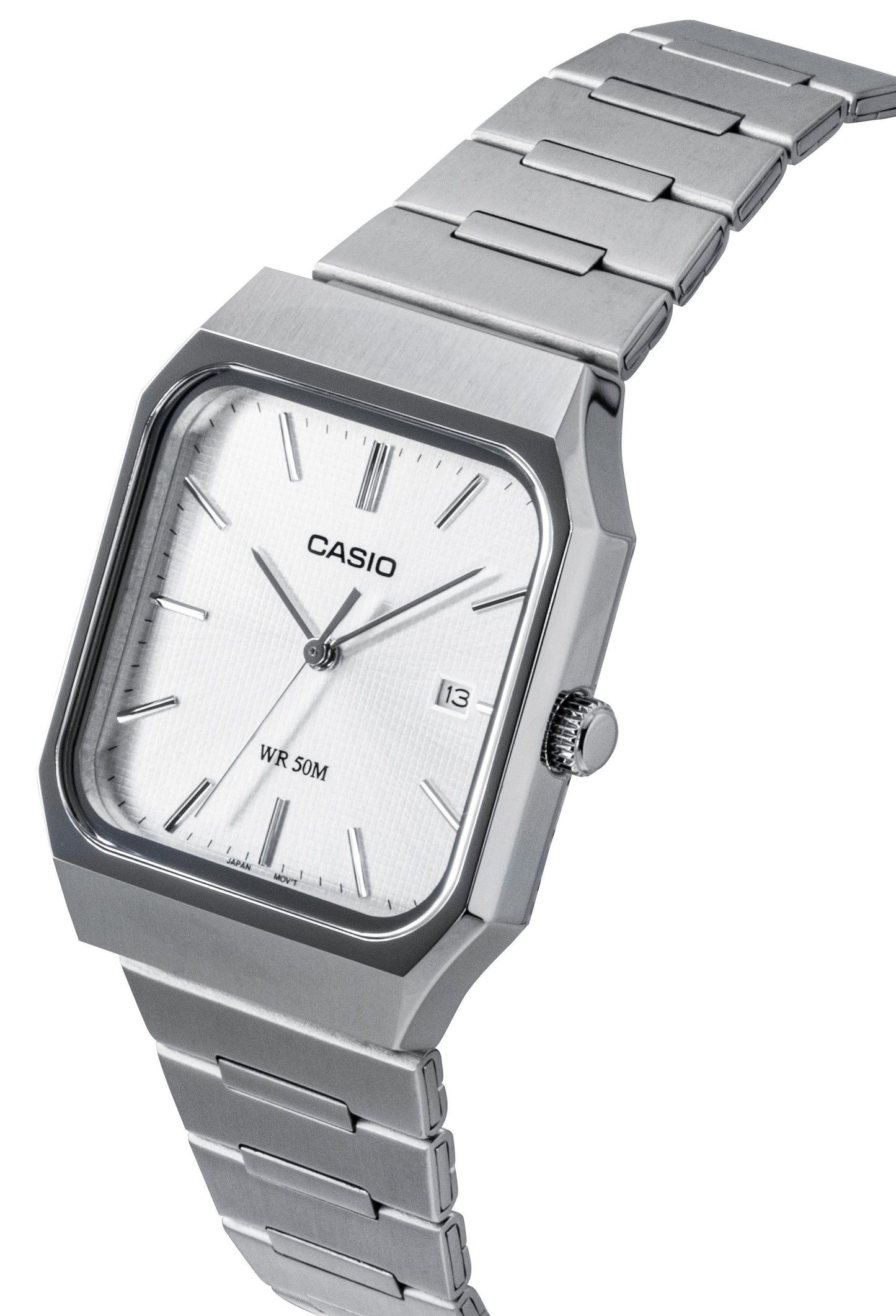 Casio Standard Analog Edelstahl Silberfarbenes Zifferblatt Quarz MTP-B185D-7AV Herrenuhr