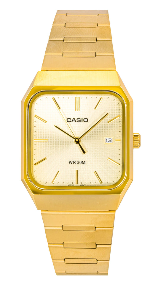 Casio Standard Analog Edelstahl Gold Dial Quarz MTP-B185G-9AV Herrenuhr