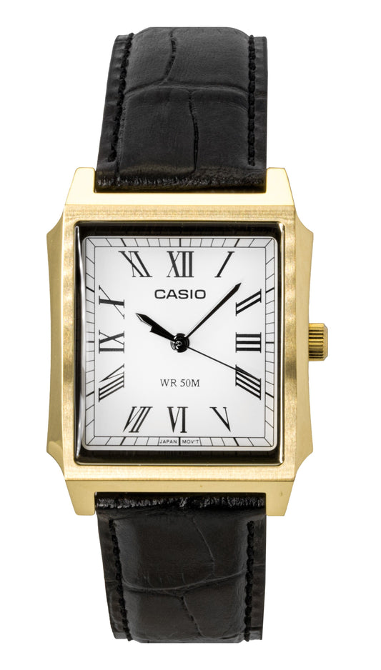 Casio Standard Analog Lederarmband White Dial Quarz MTP-B190GL-7BV Herrenuhr
