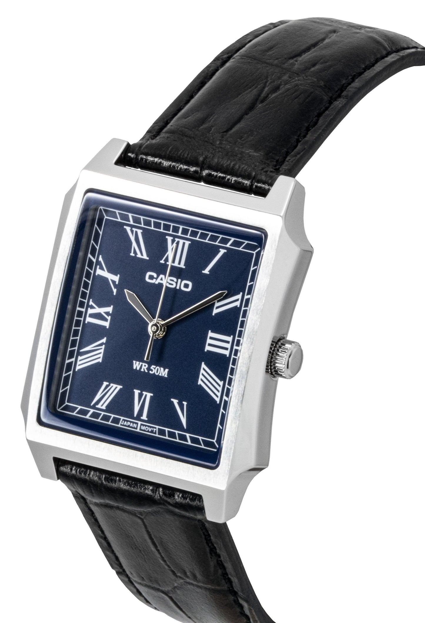 Casio Standard Analog Lederarmband Blaues Zifferblatt Quarz MTP-B190L-2BV Herrenuhr