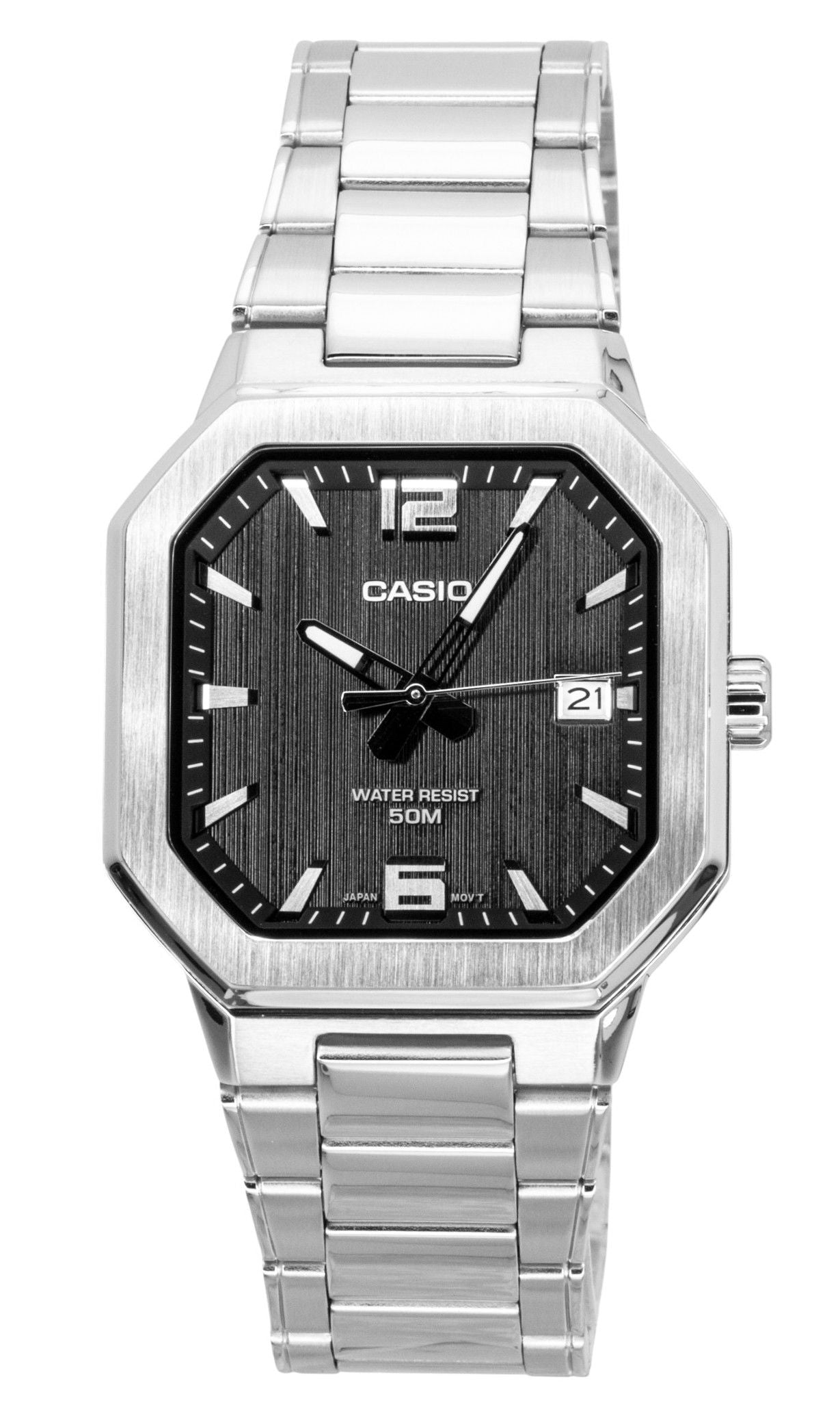 Casio Analog Edelstahl Schwarzes Zifferblatt Quarz MTP-B195D-1AV Herrenuhr