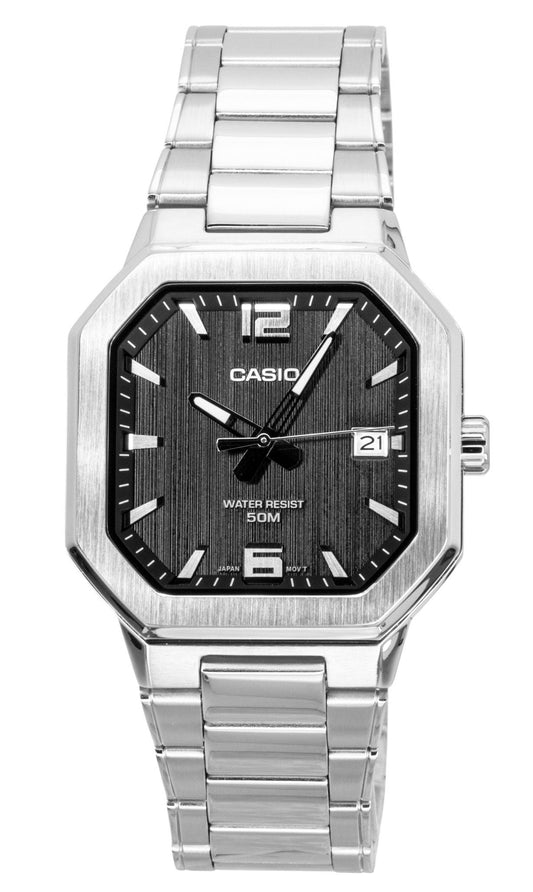Casio Analog Edelstahl Schwarzes Zifferblatt Quarz MTP-B195D-1AV Herrenuhr