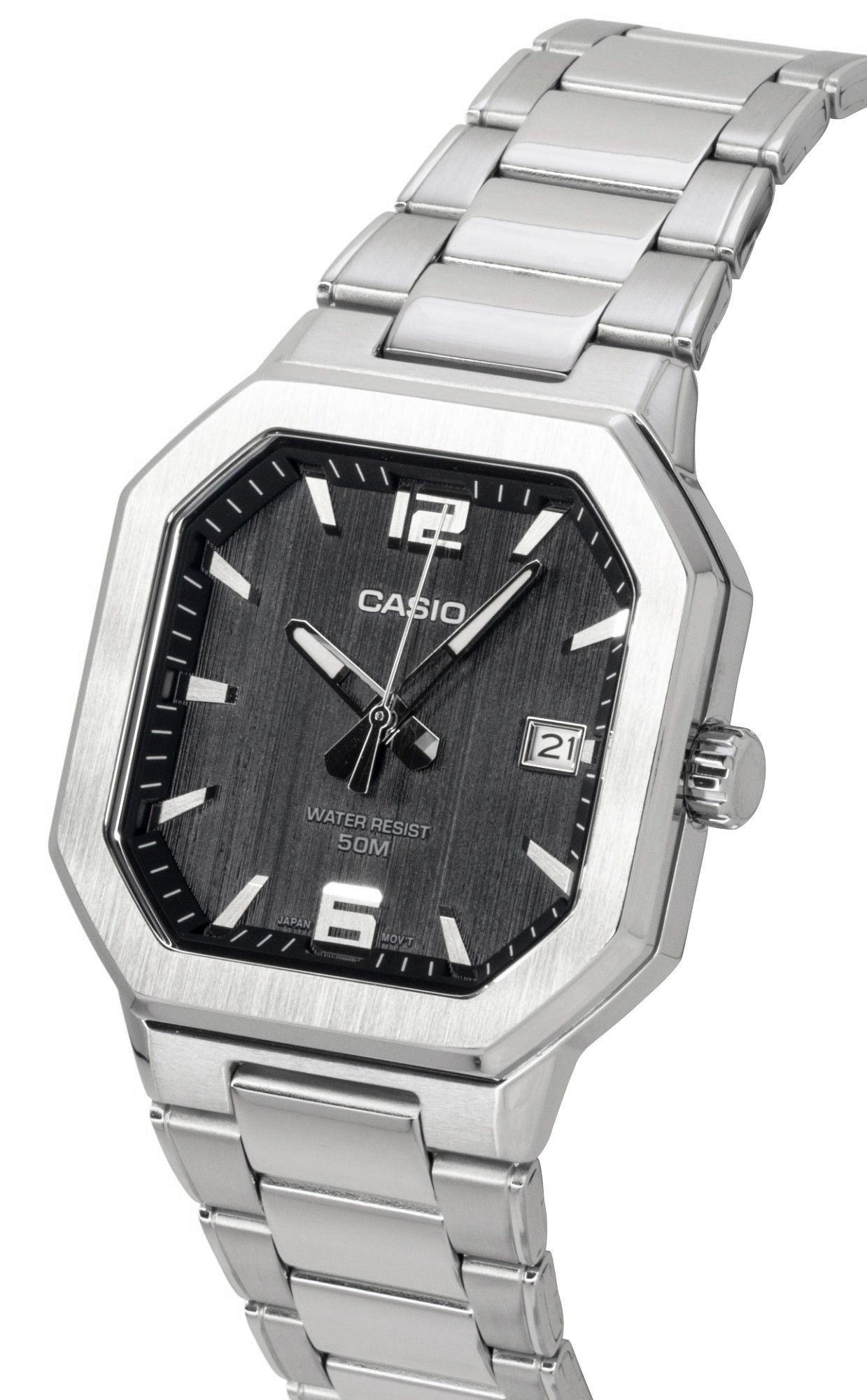 Casio Analog Edelstahl Schwarzes Zifferblatt Quarz MTP-B195D-1AV Herrenuhr