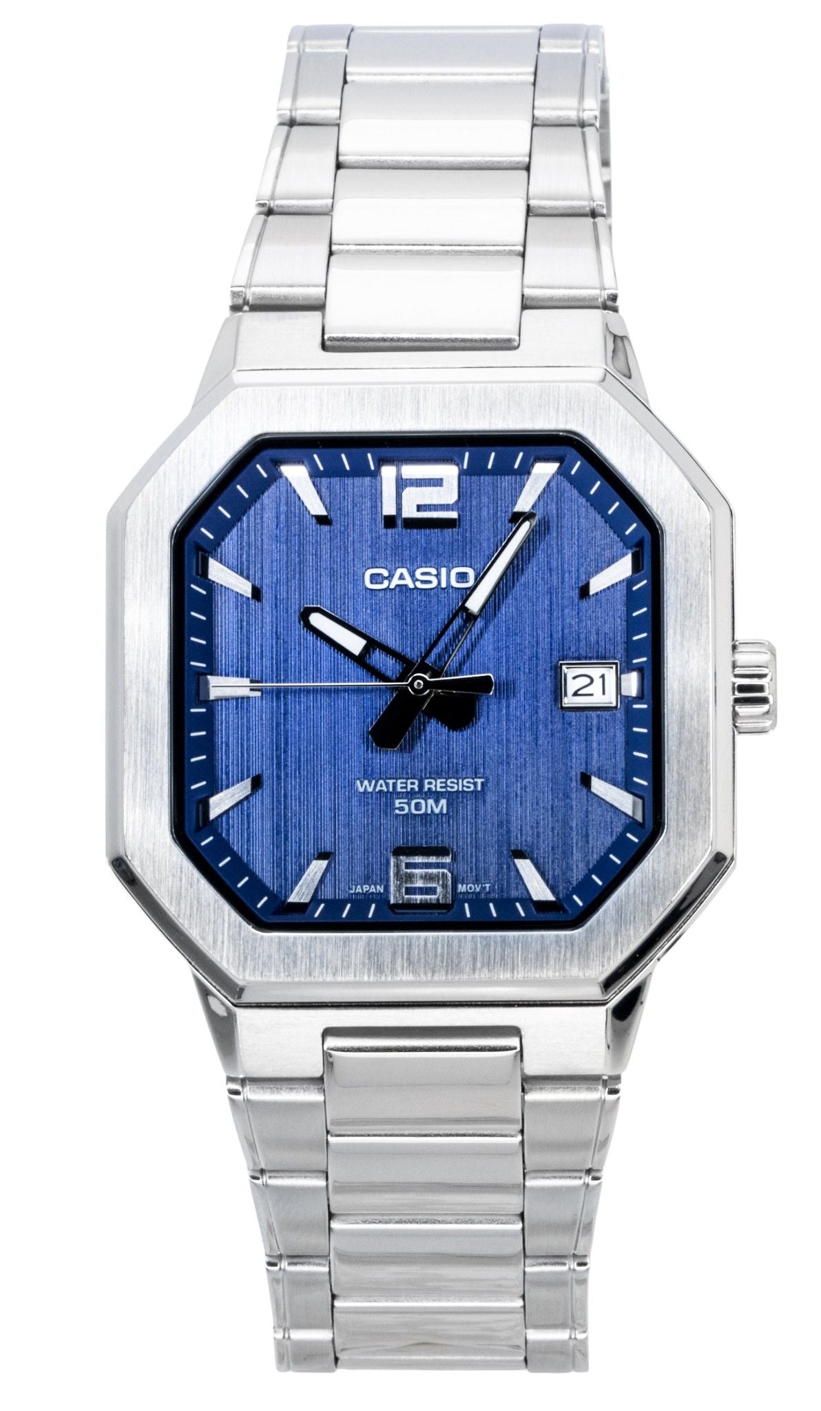 Casio Analog Edelstahl Blaues Zifferblatt Quarz MTP-B195D-2AV Herrenuhr