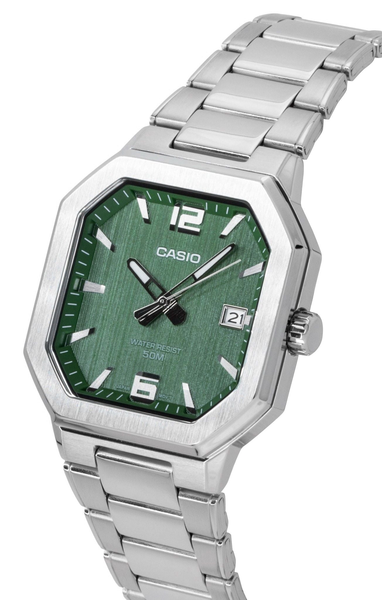 Casio Analog Edelstahl Gr?nes Zifferblatt Quarz MTP-B195D-3AV Herrenuhr