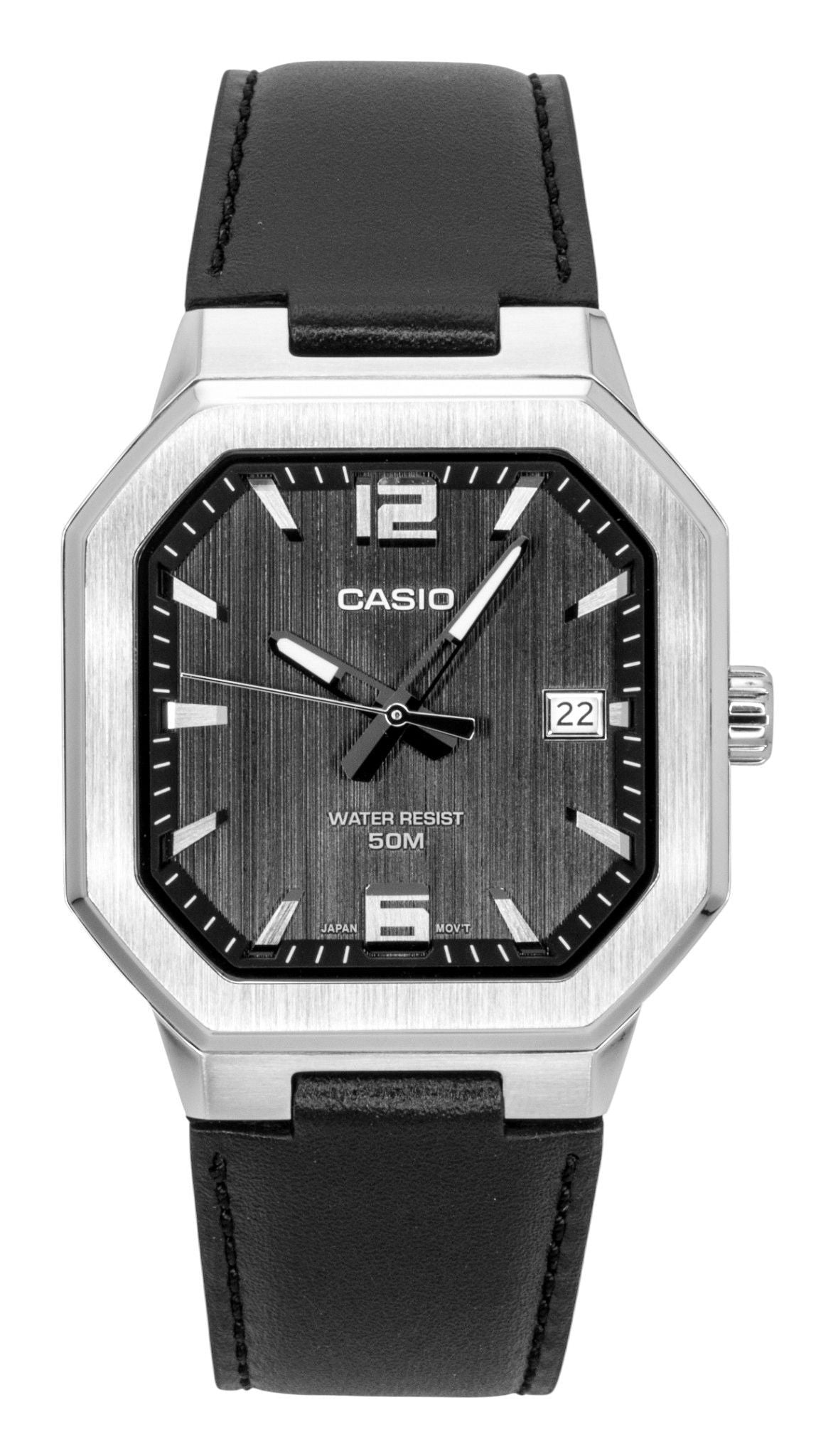 Casio Analog Lederarmband Schwarzes Zifferblatt Quarz MTP-B195L-1AV Herrenuhr