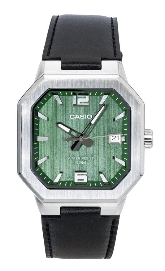 Casio Analog Lederarmband Gr?nes Zifferblatt Quarz MTP-B195L-3AV Herrenuhr