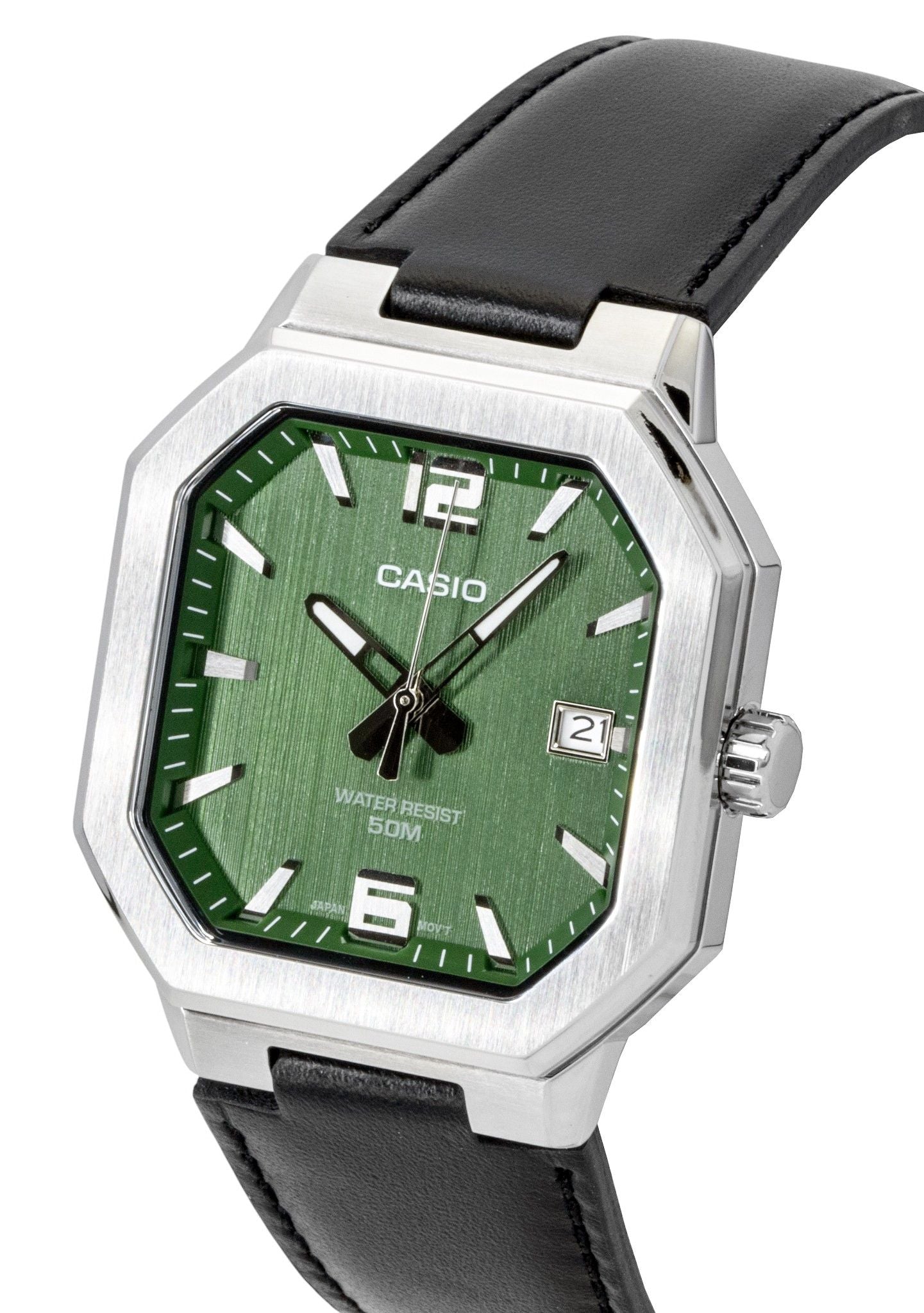 Casio Analog Lederarmband Gr?nes Zifferblatt Quarz MTP-B195L-3AV Herrenuhr