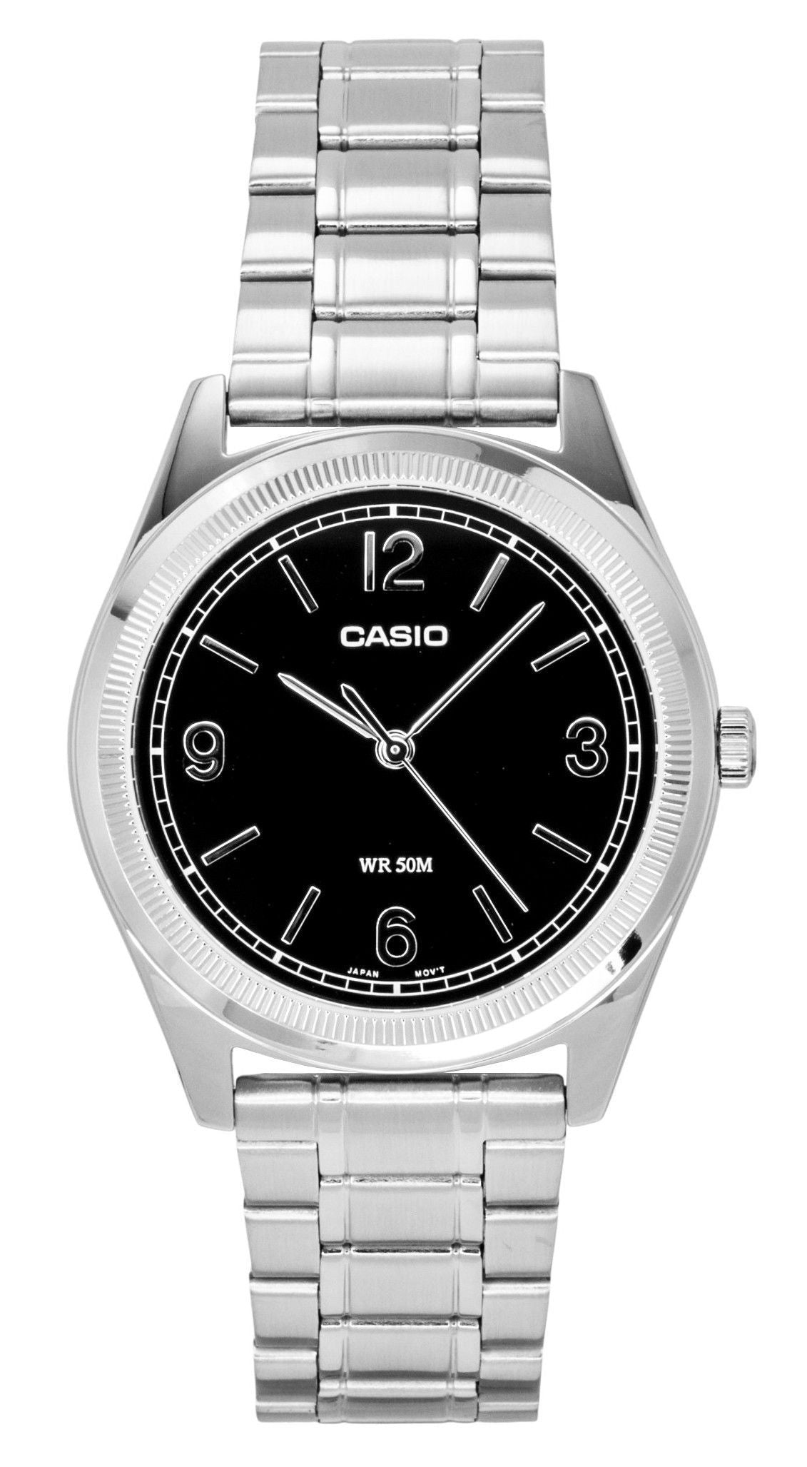 Casio Standard Analog Edelstahl Schwarzes Zifferblatt Quarz MTP-B210D-1AV Herrenuhr