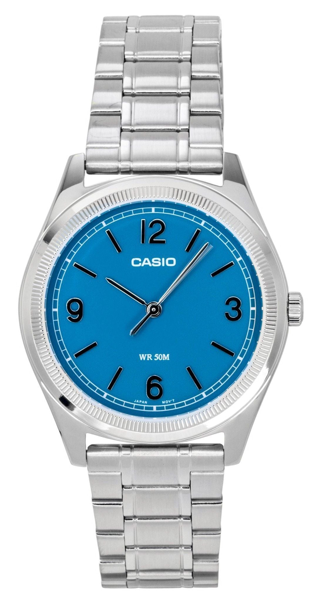 Casio Standard Analog Edelstahl Teal Blaues Zifferblatt Quarz MTP-B210D-2A1V Herrenuhr