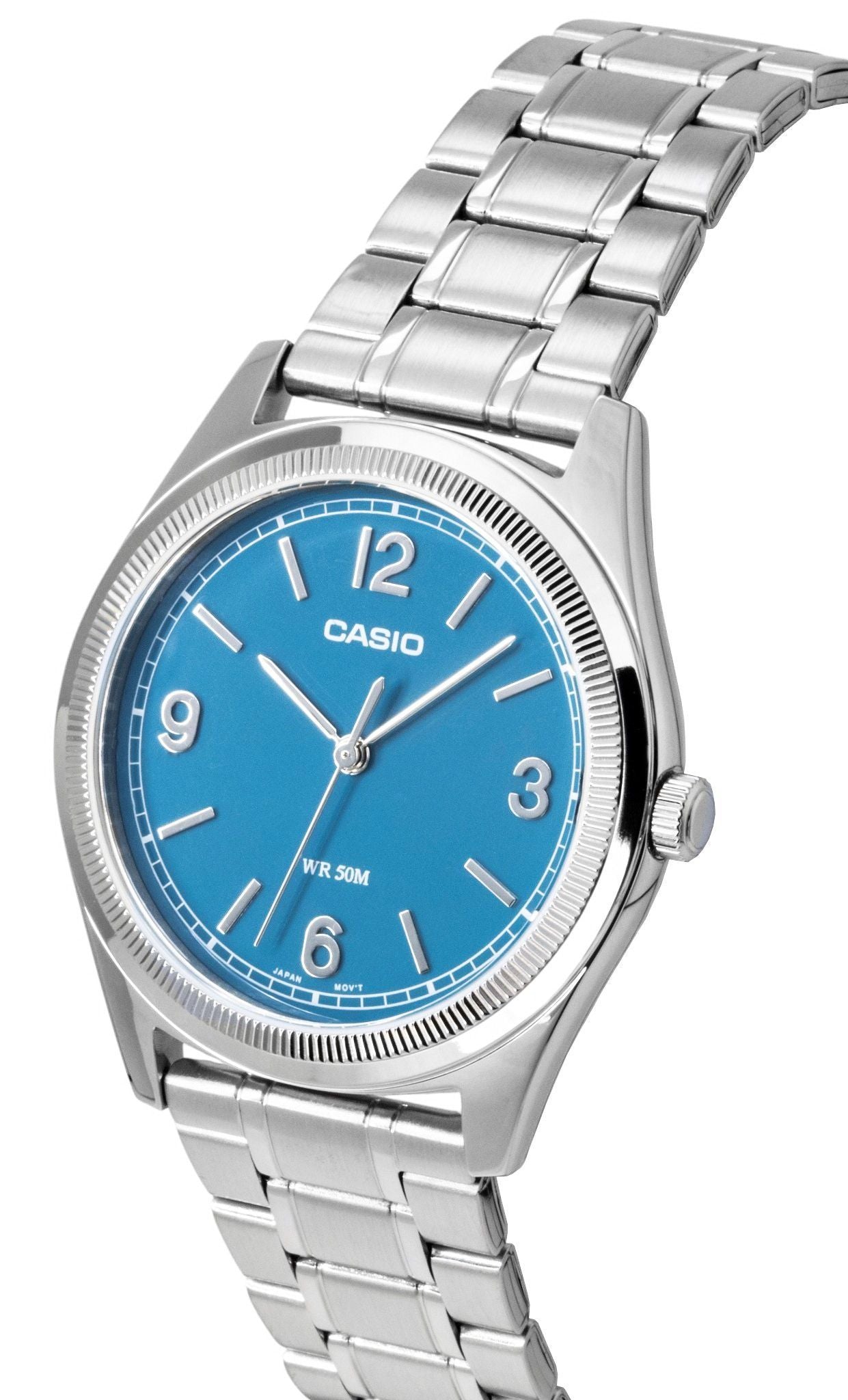 Casio Standard Analog Edelstahl Teal Blaues Zifferblatt Quarz MTP-B210D-2A1V Herrenuhr