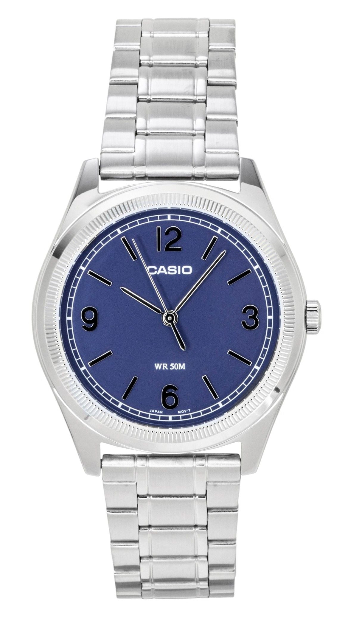 Casio Standard Analog Edelstahl Navy Blaues Zifferblatt Quarz MTP-B210D-2A2V Herrenuhr
