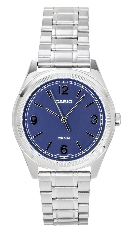 Casio Standard Analog Edelstahl Navy Blaues Zifferblatt Quarz MTP-B210D-2A2V Herrenuhr