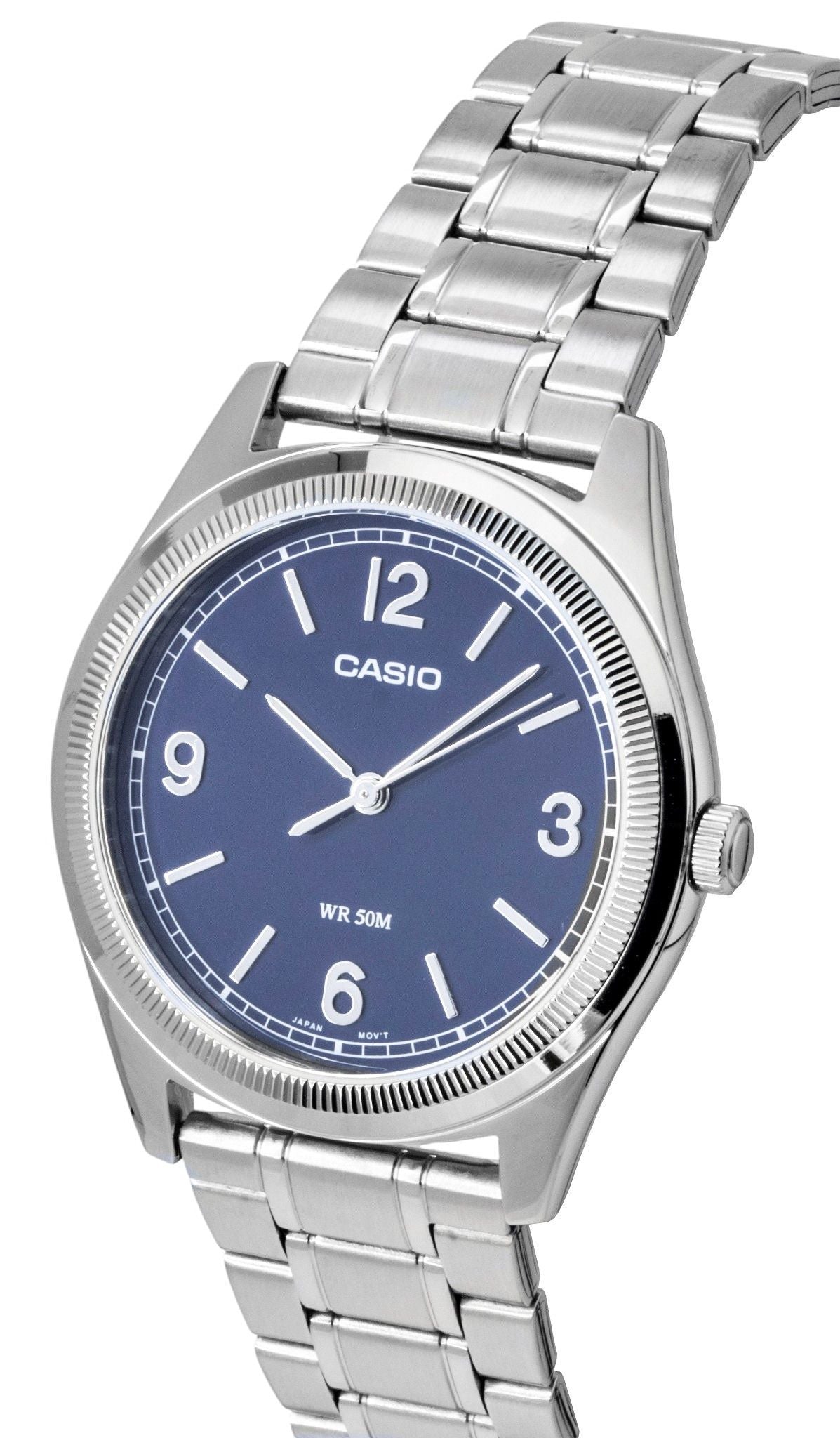 Casio Standard Analog Edelstahl Navy Blaues Zifferblatt Quarz MTP-B210D-2A2V Herrenuhr