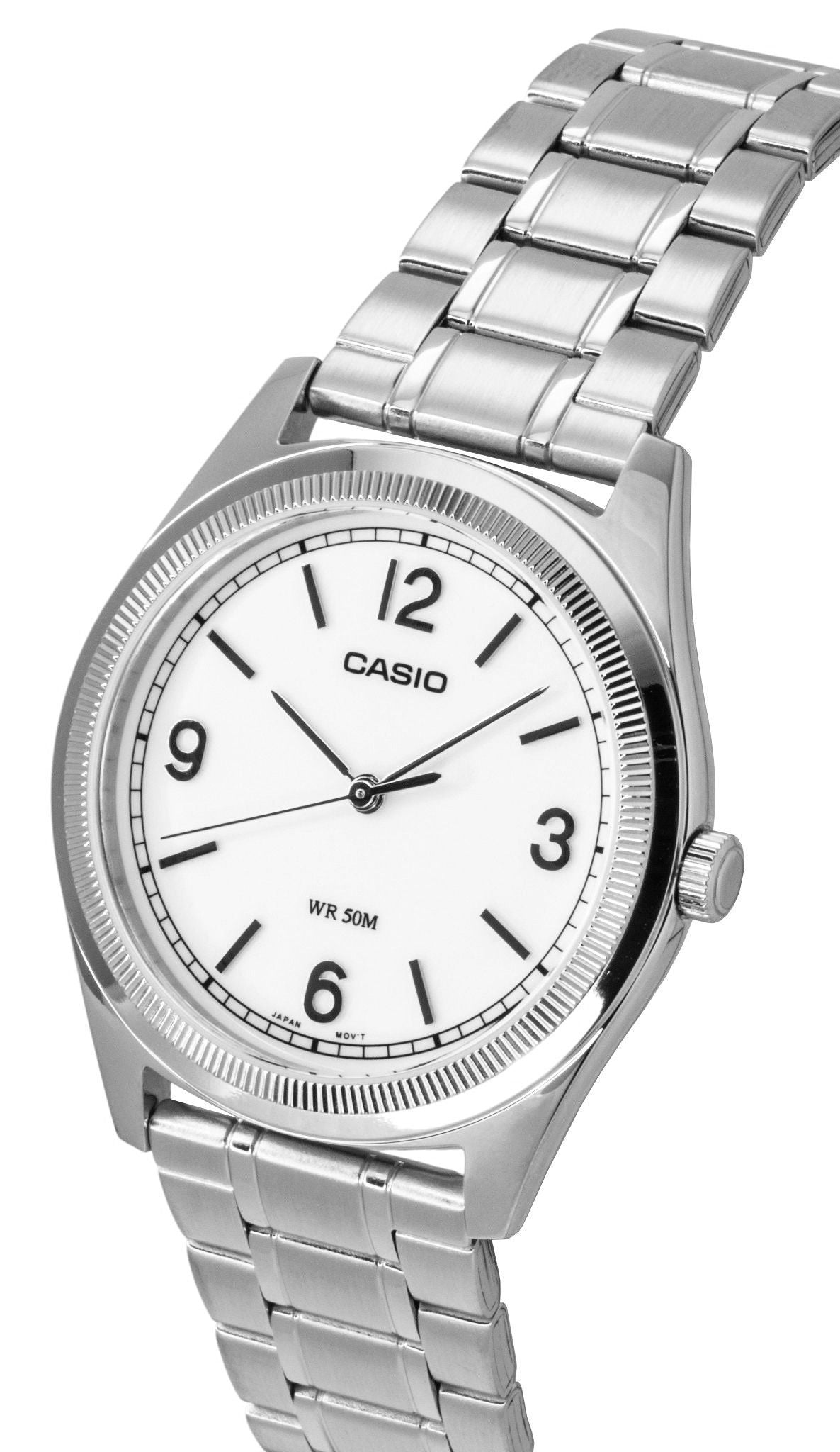 Casio Standard Analog Edelstahl White Dial Quarz MTP-B210D-7AV Herrenuhr