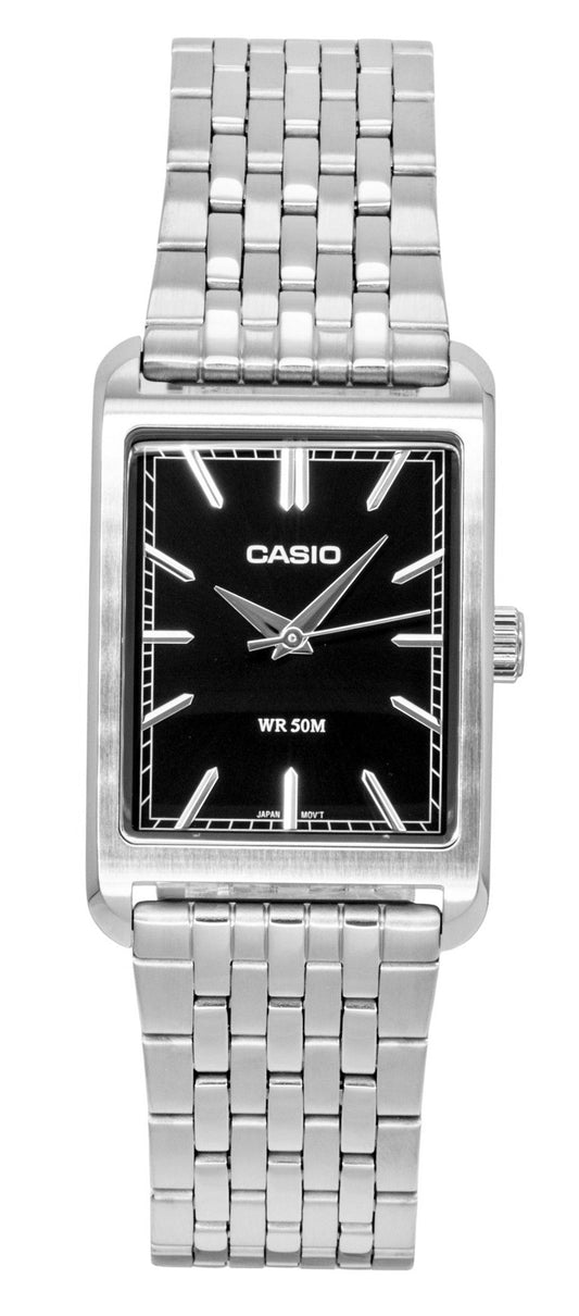 Casio Analog Edelstahl Schwarzes Zifferblatt Quarz MTP-B215D-1AV Herrenuhr