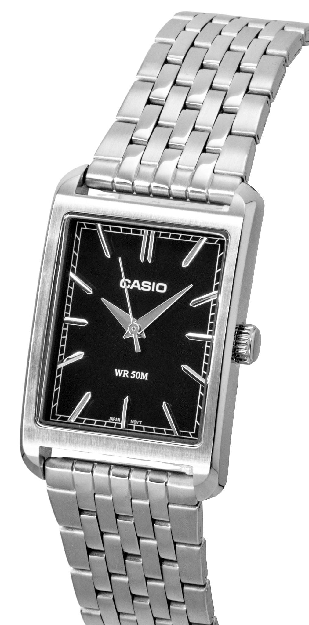 Casio Analog Edelstahl Schwarzes Zifferblatt Quarz MTP-B215D-1AV Herrenuhr