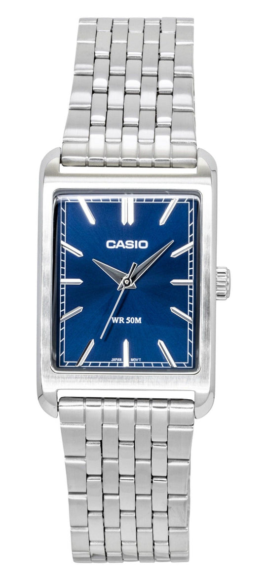 Casio Analog Edelstahl Blaues Zifferblatt Quarz MTP-B215D-2AV Herrenuhr