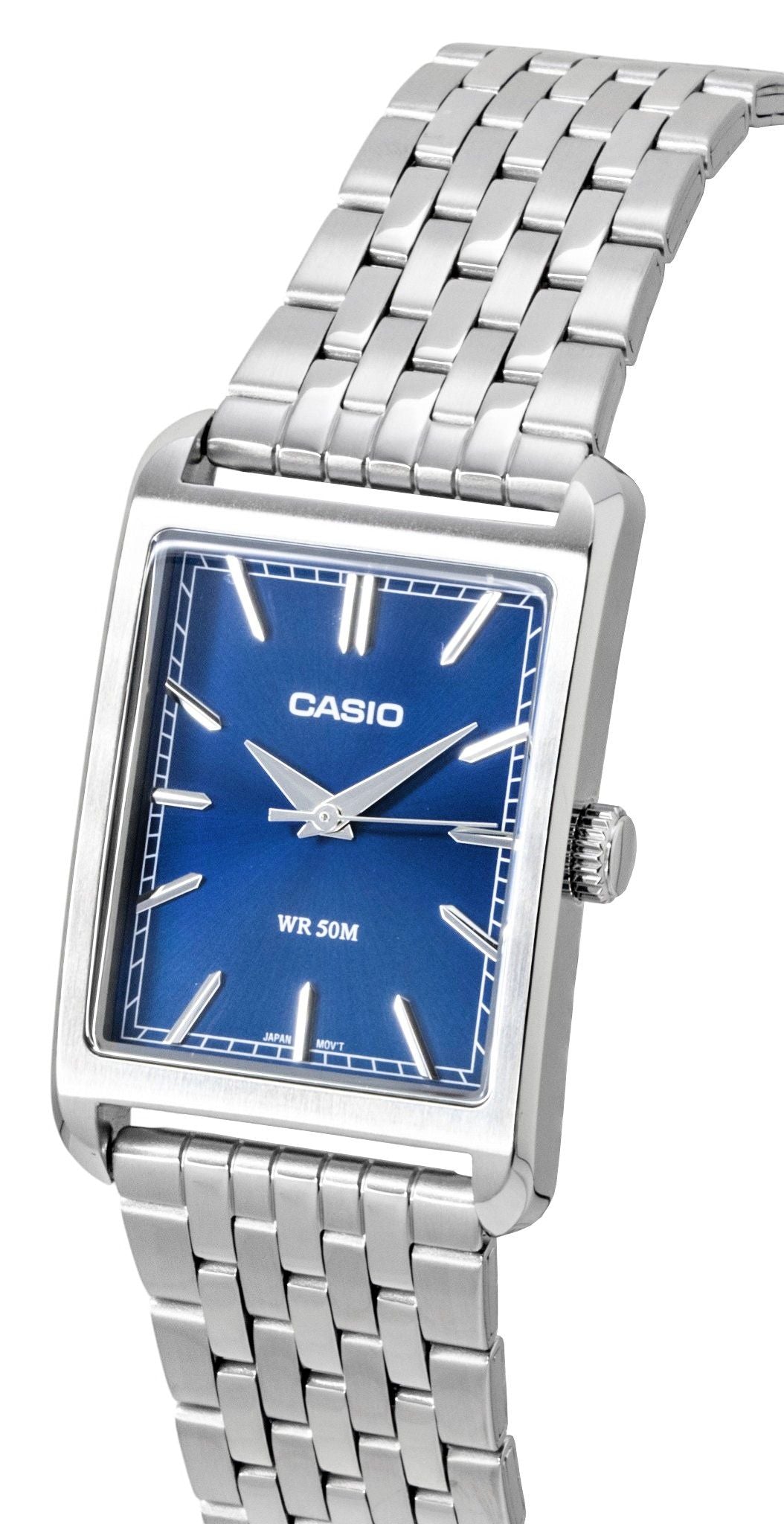 Casio Analog Edelstahl Blaues Zifferblatt Quarz MTP-B215D-2AV Herrenuhr