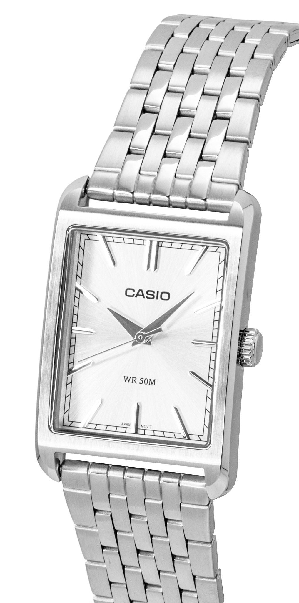 Casio Analog Edelstahl Silberfarbenes Zifferblatt Quarz MTP-B215D-7AV Herrenuhr