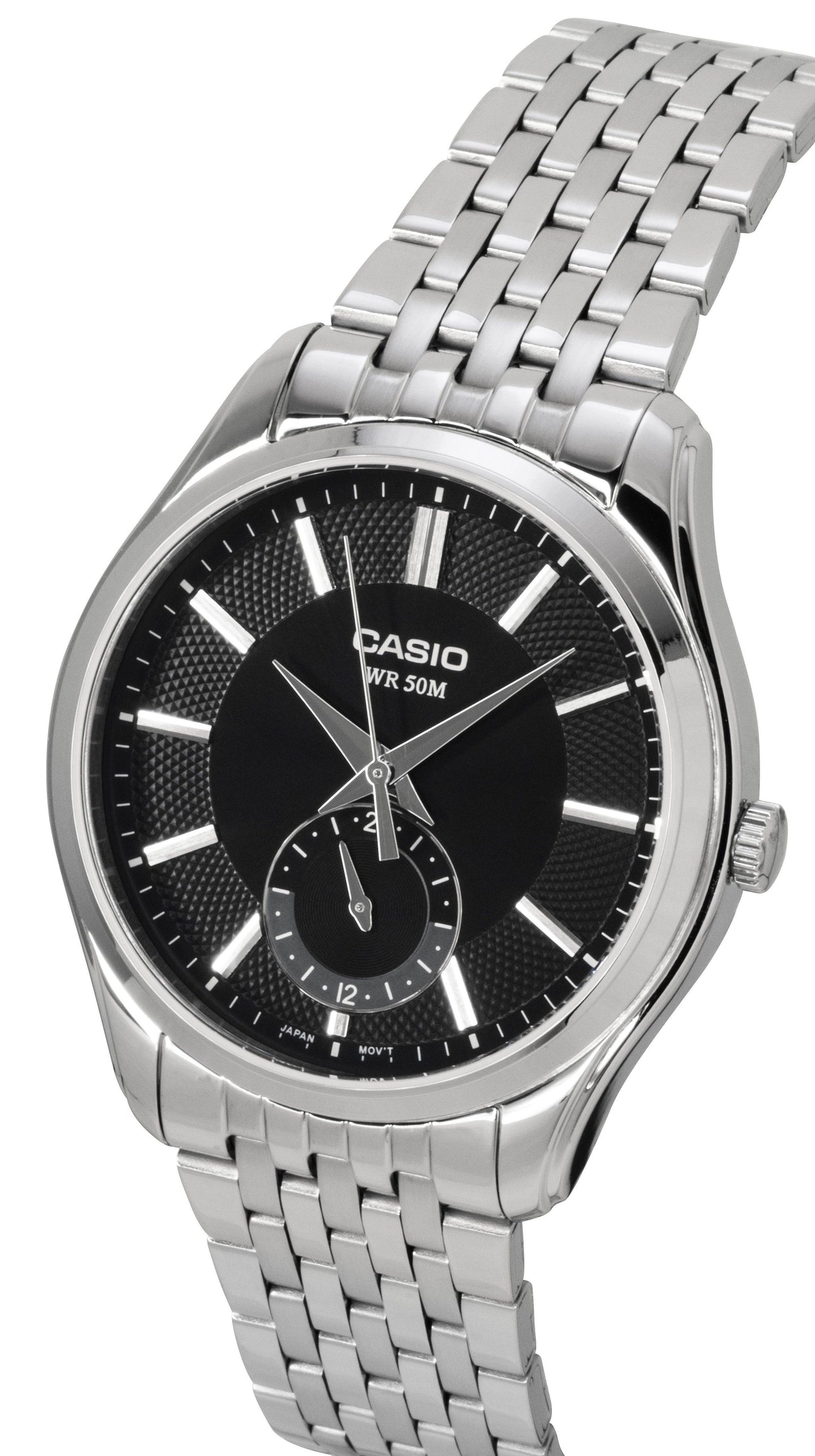 Casio Analog Edelstahl Schwarzes Zifferblatt Quarz MTP-B315D-1AV Herrenuhr