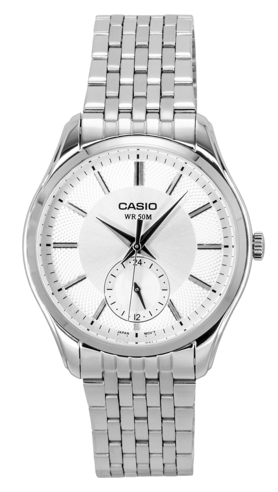 Casio Analog Edelstahl Silberfarbenes Zifferblatt Quarz MTP-B315D-7AV Herrenuhr