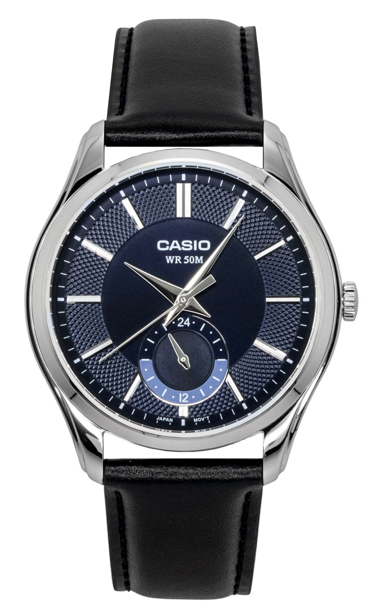 Casio Analog Lederarmband Blaues Zifferblatt Quarz MTP-B315L-2AV Herrenuhr