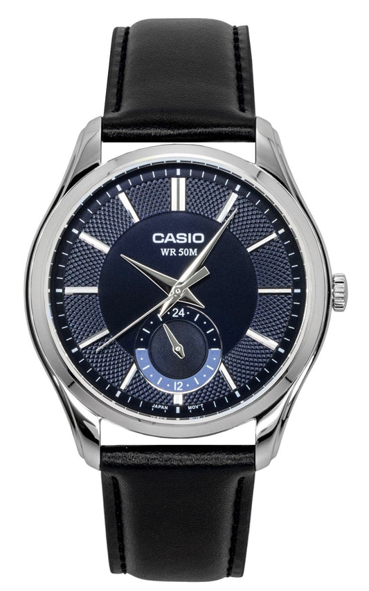 Casio Analog Lederarmband Blaues Zifferblatt Quarz MTP-B315L-2AV Herrenuhr