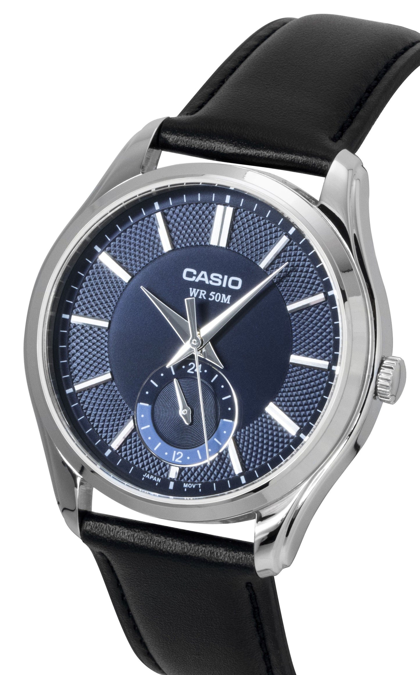 Casio Analog Lederarmband Blaues Zifferblatt Quarz MTP-B315L-2AV Herrenuhr