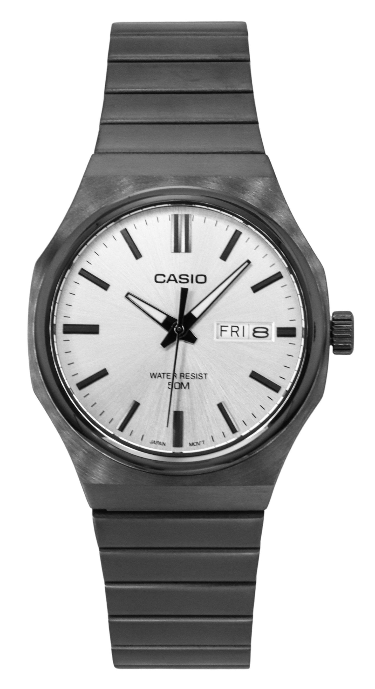 Casio Standard Analog Edelstahl Silberfarbenes Zifferblatt Quarz MTP-E735B-7AV Herrenuhr