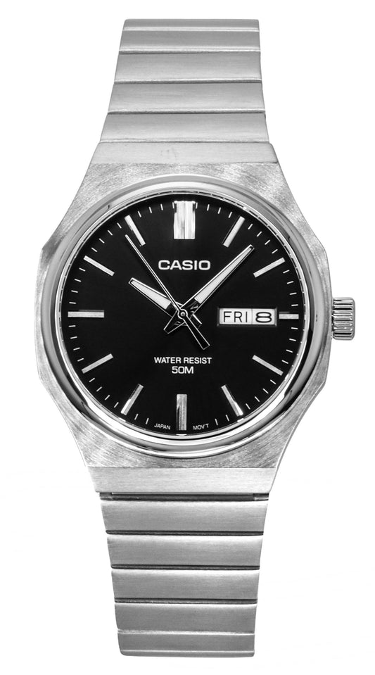 Casio Standard Analog Edelstahl Schwarzes Zifferblatt Quarz MTP-E735D-1AV Herrenuhr