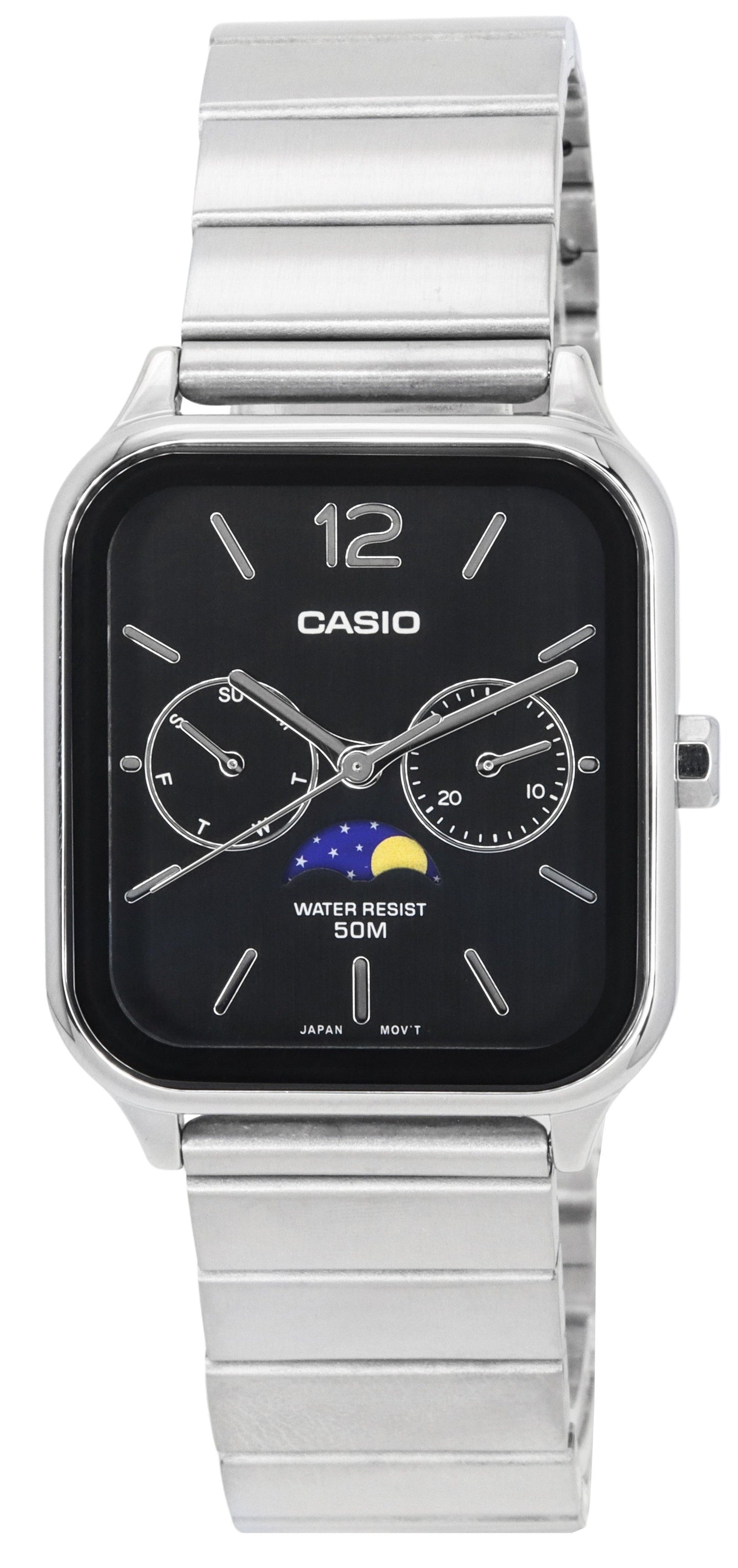 Casio Standard Analog Moon Phase Schwarzes Zifferblatt Quarz MTP-M305D-1A Herrenuhr
