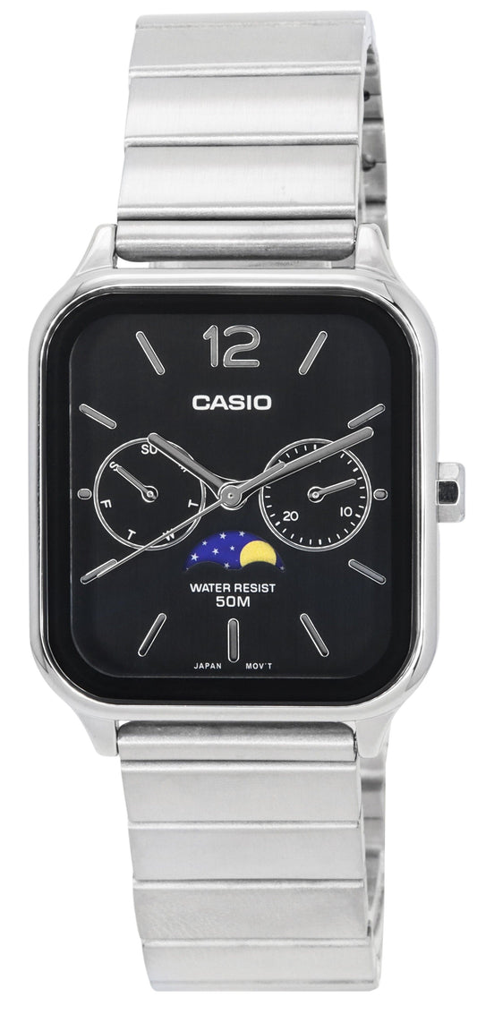 Casio Standard Analog Moon Phase Schwarzes Zifferblatt Quarz MTP-M305D-1A Herrenuhr