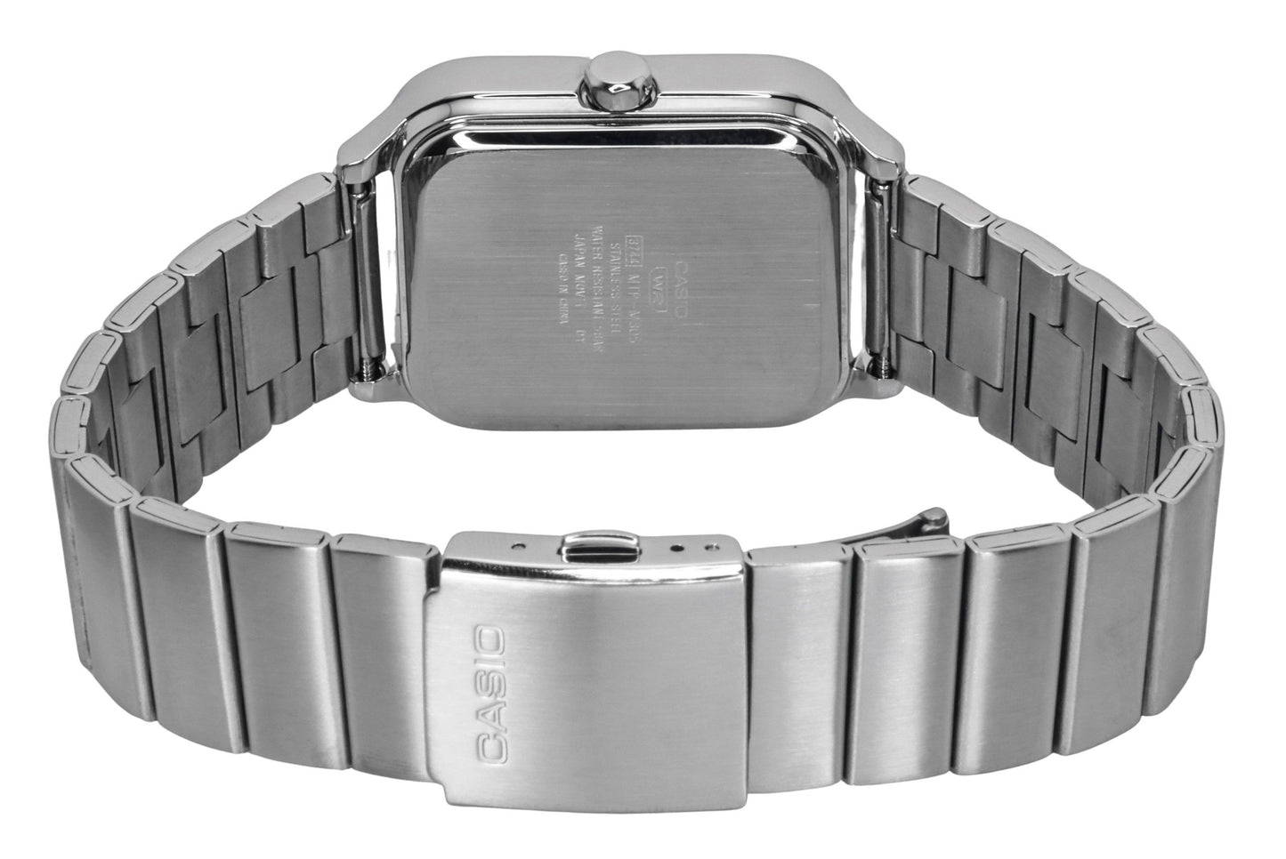 Casio Standard Analog Moon Phase Edelstahl Schwarzes Zifferblatt Quarz MTP-M305D-1A2V Herrenuhr