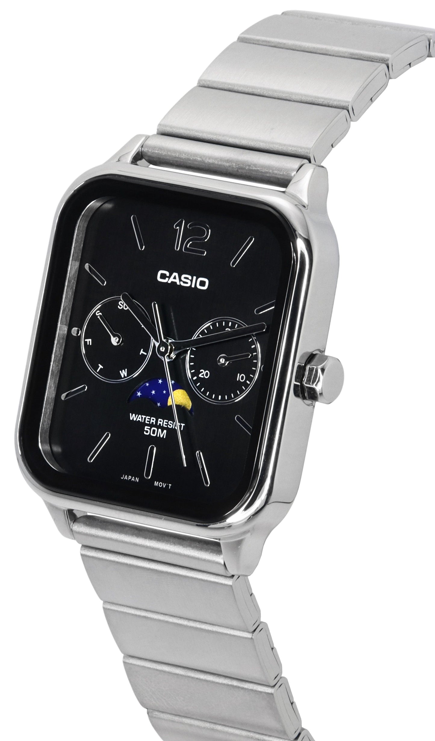 Casio Standard Analog Moon Phase Schwarzes Zifferblatt Quarz MTP-M305D-1A Herrenuhr