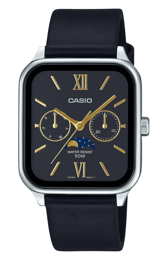 Casio Standard Analog Lederarmband Schwarzes Zifferblatt Quarz MTP-M305L-1A2V Herrenuhr