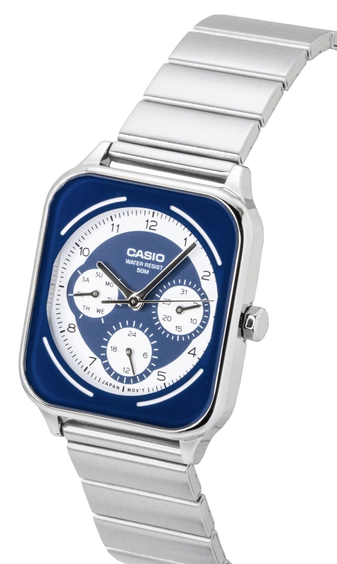 Casio Standard Analog Edelstahl Blue And White Dial Quarz MTP-M307D-2BV Herrenuhr